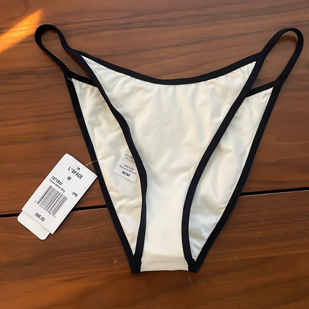 NWT L*Space Tommy Bottom Bitsy Cream and black outline